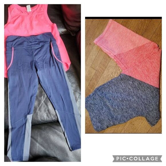 Avia/Athletic SET OF 3 S (4-6) Legging. Avia is a matching set of raserback tank - Picture 1 of 14
